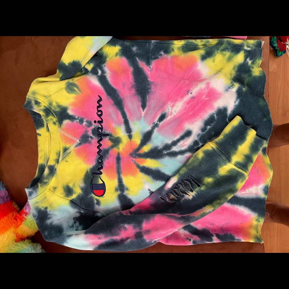 Champion sweatshirt custom tie dye.
